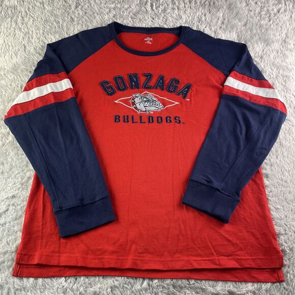 Gonzaga Bulldogs Zags Shirt Mens Extra Large Red Blue White Raglan Ringer - Picture 2 of 8